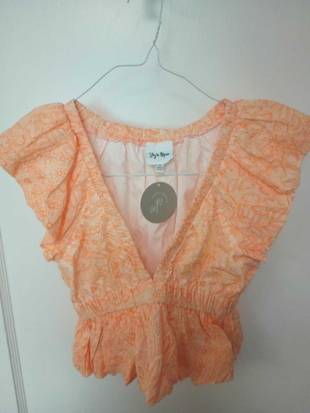 Womens Sky To Moon Short Sleeve Blouse-Size Small-New